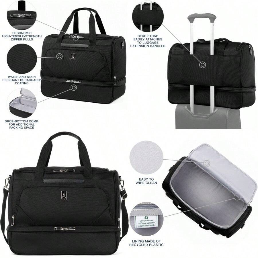 Maxlite 5 Softside Carry-On Weekender With Drop-Bottom Compartment Lightweight Overnight Travel Duffel Bag Men And Women 19-Inch