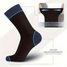 3/6/10/12 Pairs Men'S Classic Loose Business Socks - Breathable Comfort, Elastic Ribbed Cuff, Solid Black, US Sizes 9-11 (EU 43-46) For Work Meetings & Outdoor All-Season Wear, Professional Attire, Versatile Style, Comfortable Fit, Office Workers - Multicolor - View 6