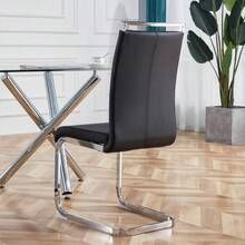 Freischwinger, Chromed Metal Frame, Supports Up To 120 Kg, Softly Padded With Synthetic Leather Cover, Black, (Set Of 4)