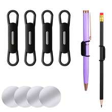 4 Pack Magnetic Pen Holder, Silicone Magnetic Pencil Holder Adjustable Pen Holder Magnetic Marker Holder For Refrigerator Fridge Whiteboard Bulletion Board And Wall (Black){Inchcolor_nameinch:InchBlackinch} - 黑色 - 查看 1