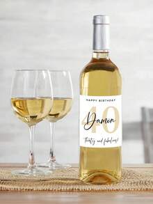 Customized Personalized Milestone Birthday Wine Label Gift, Wine Bottle Decoration Sticker, Wine Bottle Decor, Birthday Gift, Party Gift, Gift For Her, Elegant Floral Bottle Sticker With Name And Age, Suitable For Any Age Birthday Gift, Decorative Gift - Multicolor - View 4