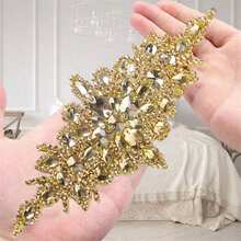 Premium Handmade Crystal Rhinestone Applique, Multi-Color Crystal Glass Diamond Bridal Sash, Hot Melt Diamond Sticker, Wedding Decoration, Bridal Accessories, DIY Craft Supplies