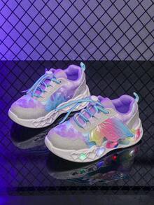时尚LED发光透气面料运动鞋，男女皆宜 - 休闲、减震、四季皆宜防滑户外跑步和步行鞋 - 紫色 - 查看 4