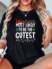 100% Algodón Unisex Más Probablemente Llegaré Tarde a Navidad Camiseta Familiar Divertida - Camisetas de Manga Corta Impresas - Negro 6 - Ver 1