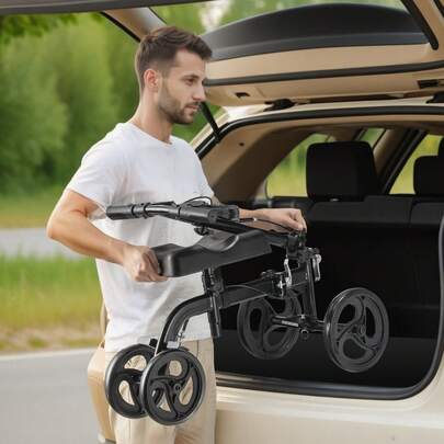 Scooter de rodilla de acero al carbono, andador de rodilla plegable, Scooter de recuperación, cargas de 300LB