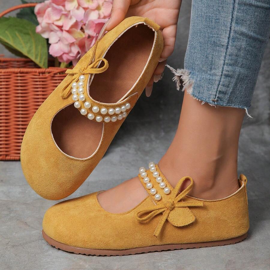 Fashionable And Versatile Pearl One-Strap Mary Jane Pink Birkenstocks With Girly Soft Soles - Màu vàng - Xem 1