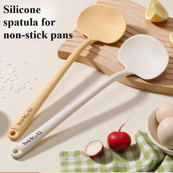 2pcs/Set Silicone Ribbed Mushroom Shaped Spatula & Stainless Steel Cooking Utensil Set, Heat Resistant Kitchen Tools For Frying, Flipping