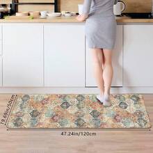1pc Bohemian Style Moroccan Soft Memory Foam Water Absorbent Non-Slip Mat, Dirt-Resistant Non-Slip Kitchen/Living Room/Bedroom/Bathroom Decorative Floor Mat - Multicolor - View 13