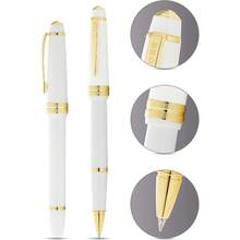Bailey Light Polished White Resin And Gold Tone Rollerball Pen