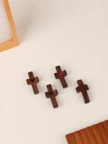 1件胡桃木心形十字架教堂复活节拇指挂件，精致木雕工艺，情侣礼物/宗教收藏/钥匙扣装饰品 - 胡桃木色 - 查看 4