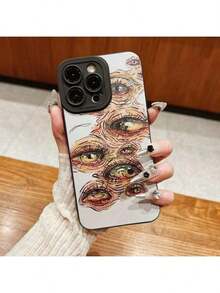 Funda de teléfono con patrón de ojo, funda de teléfono suave, funda protectora de teléfono móvil, accesorios de teléfono compatibles con  11 12 13 14 15 16 Pro Max/Pro/Plus Funda decorativa para celular - Negro - Ver 2