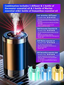 1 pieza Difusor de coche multifuncional negro, difusor de aromas alimentado por USB con 5 efectos de iluminación, luz de proyección estrellada, 5 modos de funcionamiento, pantalla digital, recargable, 6 opciones de aceites esenciales, adecuado para coche, oficina, dormitorio, hotel, habitación de mascotas. (Opcional: 1/2/3 botellas de aceite esencial + 1 difusor) - Negro - Ver 17