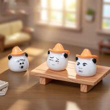 4 piezas de figuritas con diseño de cara de panda divertida, accesorios de decoración DIY, adornos de escritorio para micro paisaje, decoración interior de automóvil, accesorios de decoración del hogar, figuritas de decoración de micro paisaje con suculentas, decoraciones DIY para casa de muñecas