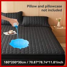 1Pc Waterproof Mattress Protector, Mattress Cover, Suitable For Bedroom/Guest Room/Hotel, Soft, Skin-Friendly, Breathable And Waterproof, Suitable For Machine Wash/Hand Wash, Does Not Include Pillow And Pillow Core - Black - View 1