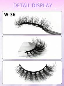 ENCHUW 5 Pairs False Lashes Soft Lashes Thick Eye Lashes False Eyelashes Natural Look Cat Eye Lashes Wispy Fake Eyelashes Fluffy Natural Eye Lashes - Black - View 3