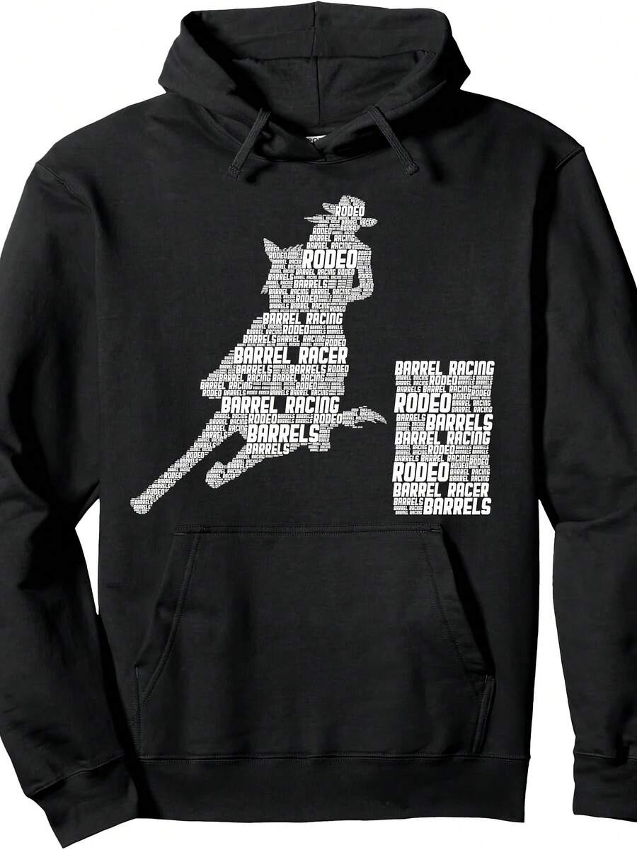 Barrel Racing Horse Barrel Racer Rodeo Cowgirl Girls Wo Pullover Hoodie,Christmas Thanksgiving New Year Birthday Hoodie Gifts For Mom Dad Men Women Friends, Black Soft Fabric - 款式3 - 查看 1