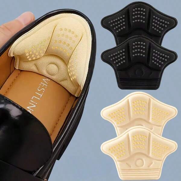 Self-Adhesive Thick Foam Shoe Insoles, Anti-Friction Heel Pads, Suitable For Adjusting Large Size Shoes To Small, Black/Beige Sports Shoe Cushions, Casual Shoe Protectors, Heel Pads And Heel Insoles, Seamless Design, Invisible Lining, Breathable Material, Soft Padding, Wide Feet