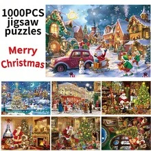 1 Caixa 1000 peças Quebra-cabeça de Papel de Natal, Tamanho 70X50cm, Brinquedo de Quebra-cabeça Grande para Adultos, Jogo Familiar Interessante para Educação, Inteligência e Alívio do Estresse, Presente de Aniversário Perfeito para Dia das Mães, Natal, Halloween, Ação de Graças, Páscoa