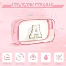 Initial Bag - Make Bag Travel Toiletry Case Preppy Cosmetic Bags Organizer Gifts Women Valentines Day Brithday Mom Gifts Toiletry Bag Pink - K - Xem 2