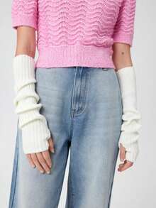 1 Pair Women's Halloween Faux Leather Sexy Fingerless Long Gloves, Punk Costume Party Formal Gloves