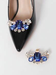 2 pezzi fermagli in cristallo di zaffiro blu con strass vuoti, in stile principessa, accessorio di moda per gioielli, adatto per tacchi alti e abbinamento di outfit