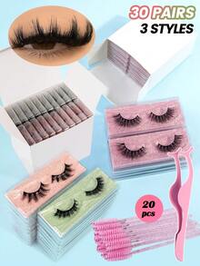 10/30对自然交叉全头假睫毛，带包装盒，浓密卷翘蓬松，适合派对、卡通妆容，旅行必备，3种款式可选，配件可选，新年礼物，圣诞睫毛礼盒，约会礼物（女士），送给女朋友、妻子、母亲的礼物，生日礼物，派对礼物，礼盒包装。 - 黑色 - 查看 2