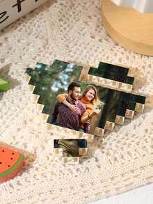 1pc Customized Photo Puzzle, DIY Picture & Text Blocks, Colorful Photo Puzzles, Memory Decoration, Christmas, New Year, Valentine's Day, Anniversary Gift, Valentine's Gifts For Her, Heart - Single-sided Photo Printing - View 3