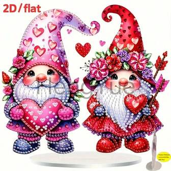 Kit de decoración de escritorio de acrílico DIY de Día de San Valentín 2D/plano con forma única de rhinestones, regalo sorpresa festivo, Categoría: Kit de pintura de diamantes