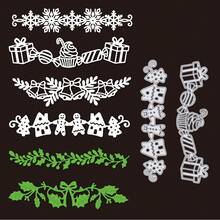 1件装礼物和叶子金属切割模具，新款模切模具，压花模板，适用于DIY手工剪贴簿用品，模板模具，相册装饰纸模切，用于卡片制作，DIY工艺装饰 - 銀色 - 查看 1