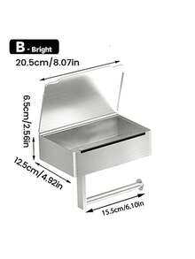 1pc Wall-Mounted Toilet Paper Holder, Stylish And Simple Bathroom Punch-Free Toilet Paper Holder, Space-Saving Bathroom Storage Roll Storage Rack, Toilet Paper Box, Space-Saving Solution, Stylish Storage Rack, Modern Bathroom Accessories, Apartment Essentials - Multicolor - View 12