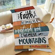 LIGUOGUO Christian Bible Matthew Scripture Printed Faith Blanket, Suitable Mom, Dad, Encouragement Inspiration Letter Flannel Throw Blanket Sofa Bed