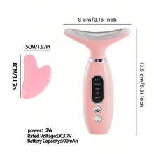 1个便携式可充电面部颈部按摩器,面部美容仪,电镀喷漆款式,女士专用,带加热和振动功能,4色灯光模式,3档强度调节,USB充电(内置500mAh锂电池),高品质低刺激ABS材质,便携式美容工具 | 直观操控 | 可充电按摩器 | 附赠心形面部刮痧板 | 礼品 - 彩色 - 查看 6