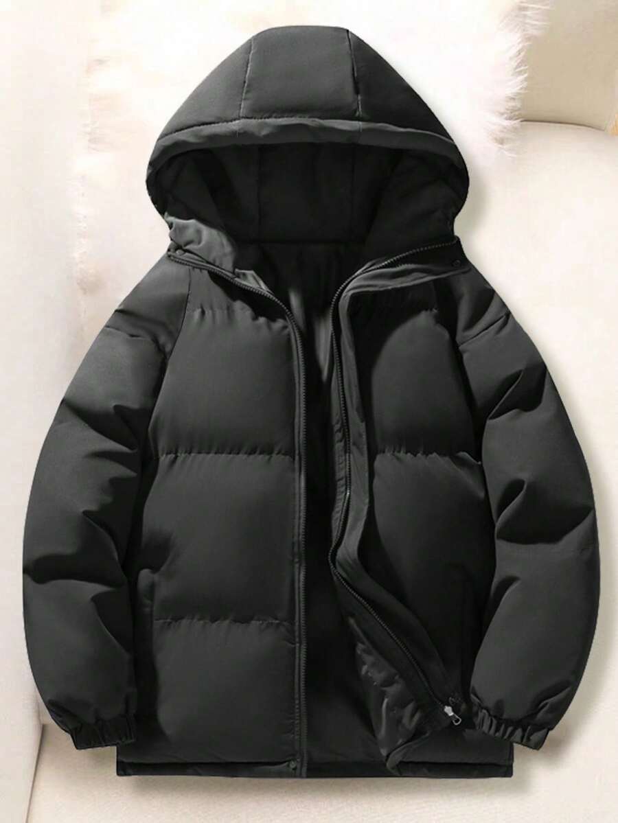 1pc Teen Boy Casual Comfortable Outdoor Windproof Warm Thickened Hooded Cardigan Coat For Spring, Autumn & Winter