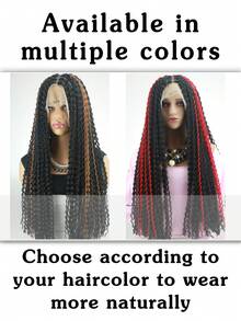 Double Layer Boho Style Braided Wig - Square Box Braid, Deep Wave Crochet Knit Texture, Heat Resistant Synthetic Fiber, Natural Look (Long & Breathable) - Multicolor - View 7