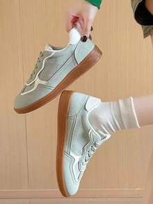 Uniwersalne, codzienne, damskie trampki, sportowe, ze skóry PU, sznurowane, z geometrycznym wzorem, idealne do noszenia w domu i o każdej porze roku