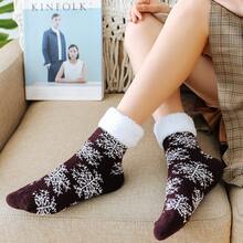 Herbst und Winter neue Art Schraubenski-Socken verdickte Fleece Winter warme Bodensocken Haus Damen Socken Handtuch Weihnachtssocken