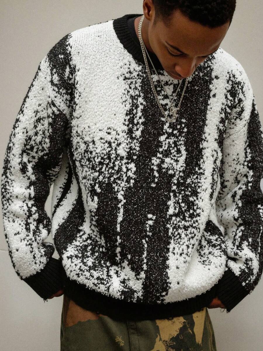 Nuovo arrivo maglione girocollo lavorato a maglia per uomo, stile casual oversize minimalista di moda americana, adatto per autunno/inverno