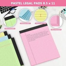Legal Pads 8.5 X 11, Note Pads 8.5 X 11, Wide Ruled Paper, 4 Pack Colored Legal Pads, Pink Writing Pad, Multicolor Notepad With Sturdy White Back, 30 Sheets/Pad, Lined Paper Writing Paper Tablets - ColorB - View 3