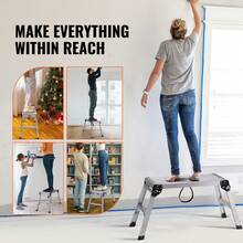 Plataforma de trabajo plegable , capacidad de carga de 330 libras, taburete de aluminio para paneles de yeso, banco de trabajo resistente con patas antideslizantes, ideal para lavar vehículos, limpiar, pintar y decorar - 330 libras - Ver 6