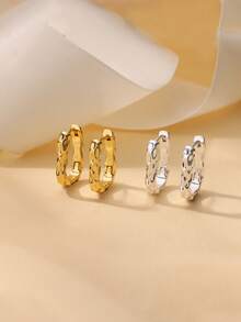 1 par de pendientes de aro con cadena vintage para mujer, color dorado, de acero inoxidable con diseño geométrico, para fiesta, boda y regalo