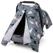 Oaoleer 1PC Car Seat Cover Baby, Carseat Covers Baby Boy, Minky Infant Car Seat Cover Winter, Peekaboo Opening Car Seat Canopy, Multi-Use Baby Carrier - 冬季 - 查看 15