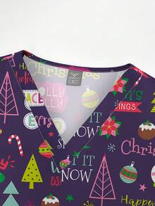 Christmas Uniform Scrub T-Shirt Doctor Nurse Uniforms Women Scrubs Tops Clinical Operating Room Workwear Spa Uniform - Multicolor - View 3