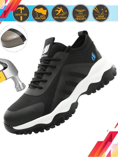 Dian Sen Men's Safety Trainer Sport Steel Toe Shoes Work Shoes Comfortable Puncture Proof And Resistant Summer Ready Breathable Sport Safety Shoes EVA Lightweight For Outdoor Work Perfect Gift,Steel Toe Shoes Men,Sport Work Shoes Work Shoes Women Sport Safety Sneakers Steel Toe Trainer Mesh Material EVA Sole,Light Steel Toe Safety Shoes Men's Work Sneaker Rotated Button Work Safety Boots Breathable Sport Work Shoes Men Boots Men Work Boots Sneakers