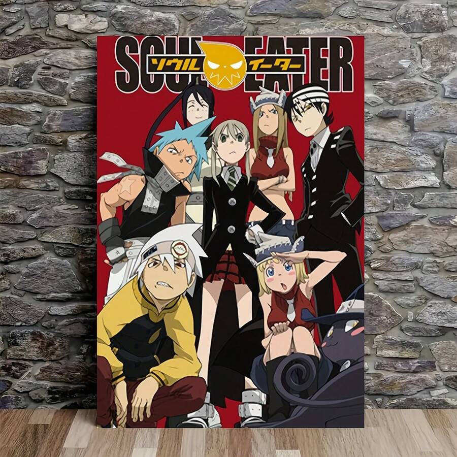 1pc Frameless Soul Eater Anime Canvas Wall Art Poster - 12x18 Inch Vibrant Character Artwork, High-Quality Canvas Print For Bedroom Decor, Anime Fan Gift, Anime Wall Art, Bold Graphic Poster, Detailed - 彩色 - 查看 1