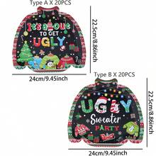 10pcs/20pcs/40pcs/50pcs,Christmas Ugly Sweater Shaped Paper Plates Blakc Merry Christmas Ugly Sweater Snowflake Disposable Trays, Ugly Christmas Sweater Plates, Xmas Tacky Sweater Birthday - Multicolor - View 7