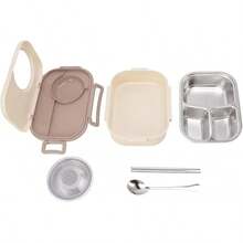 Contenedores de Almuerzo para Adultos Box , 1450ml Fiambrera para con Tazón de Sopa Cubiertos Fiambrera para  Grandes Contenedores de Almuerzo para - beige - Ver 7