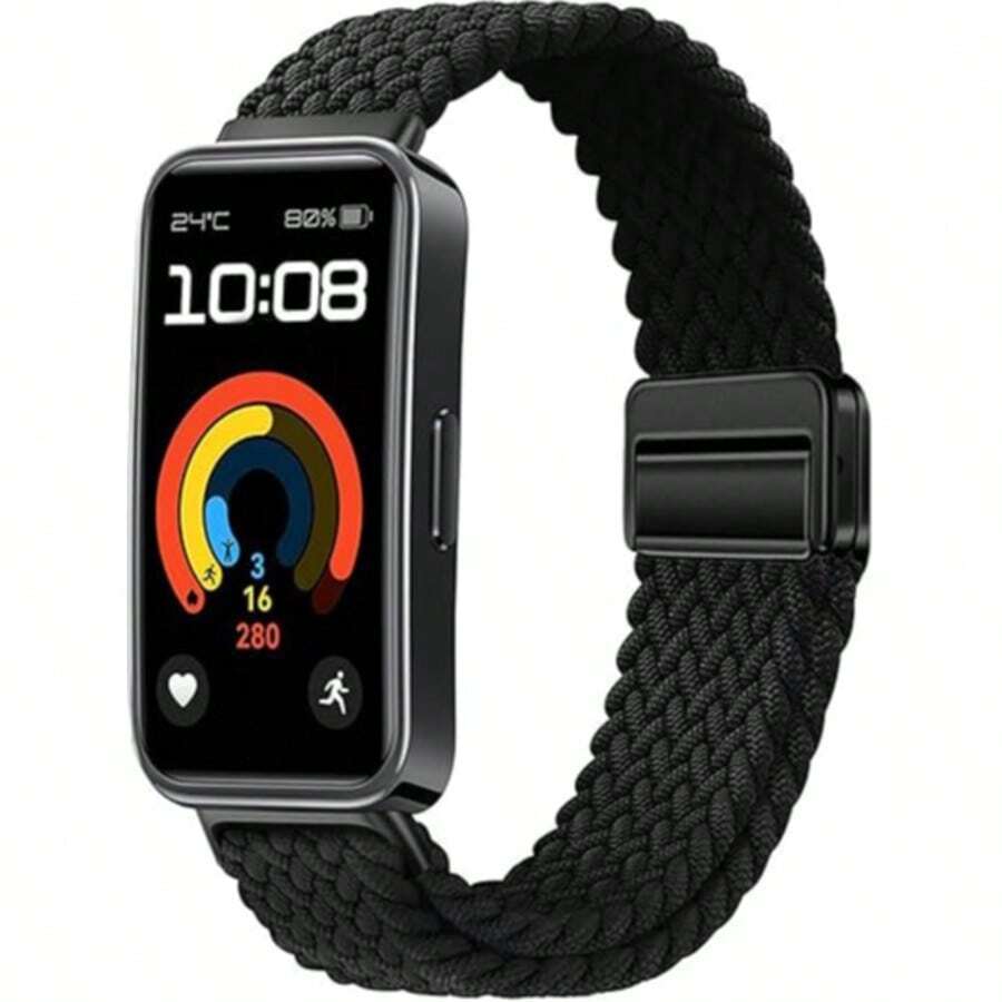 尼龙表带，兼容华为手环10/9/8，编织弹性表带，运动表带，智能手表表带，柔软透气，替换表带，磁扣，男女通用