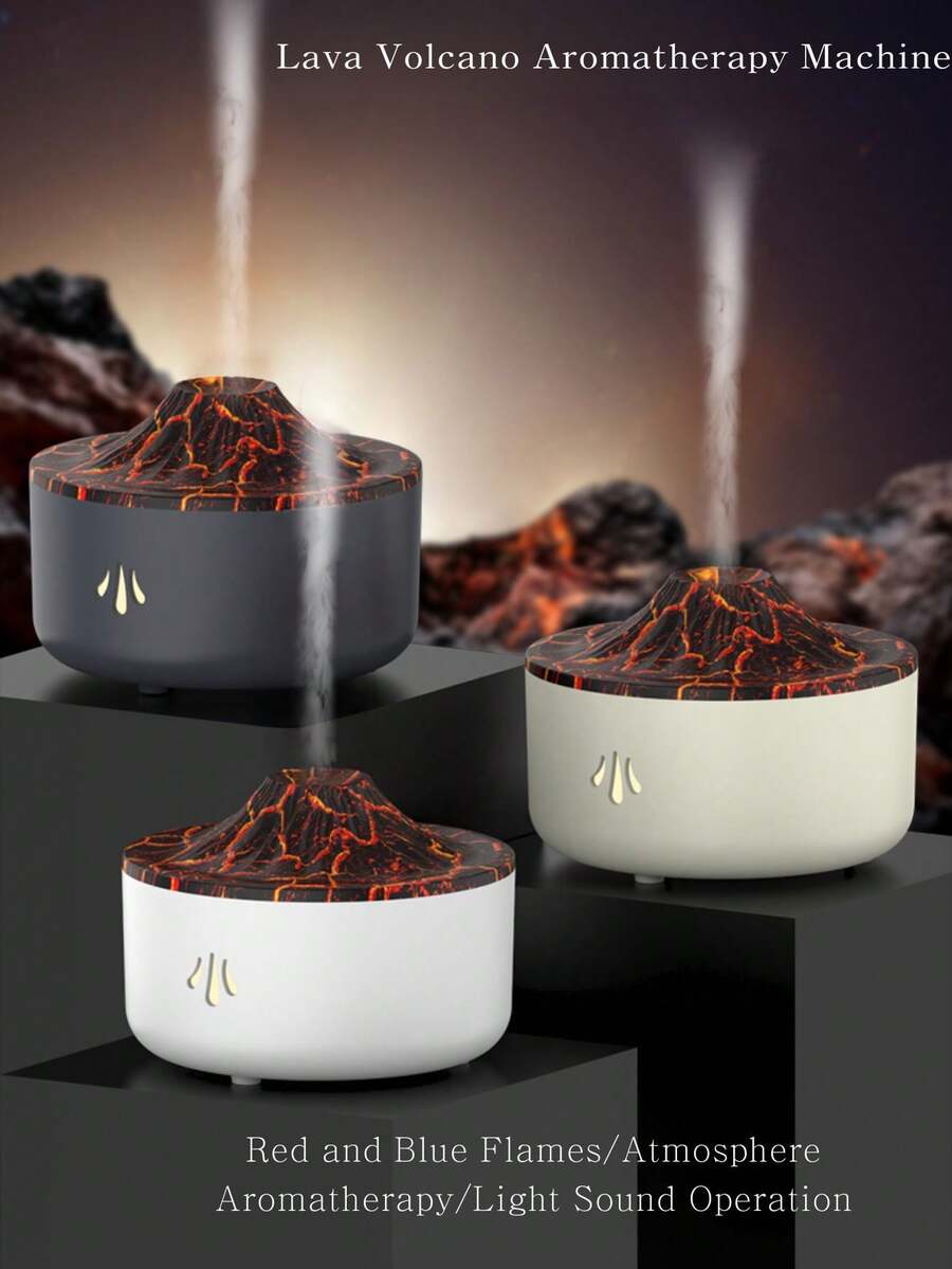 300ml White/Black 7 Colors Flame Air Aroma Diffuser Humidifier With Essential Oil,Aromatherapy Machine USB Powered Desktop Fire Mist Humidifier,For Bedroom Living Room Decorative Aroma Ambient Light For Friend Birthday Holiday Gift - Multicolor - View 1