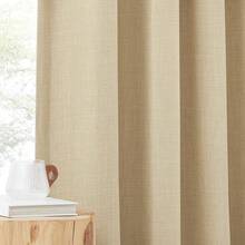 2025  Bedroom Curtains 2 Panels Sets Faux Linen Textured, Pinch Pleated Room Darkening Light/Heat Blocking Window Drapes Thermal Insulated For Living Room, Angora, W50 X L108, 2 Panels - 鉤腰帶 | 燕麥色 - 查看 8