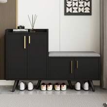 Storage Benches - Black + Dark Walnut - View 2
